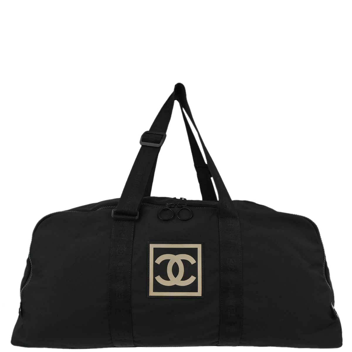 Chanel Black Nylon Sport Line Duffle Gym Handbag