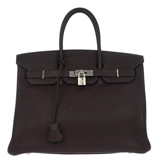 Hermes Ebene Taurillon Clemence Birkin 35 Handbag