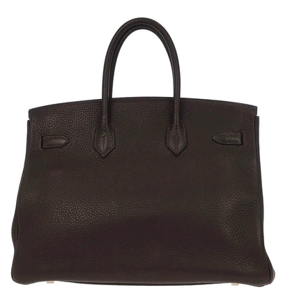 Hermes Ebene Taurillon Clemence Birkin 35 Handbag
