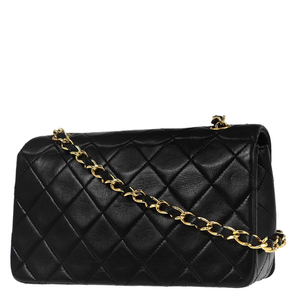 Chanel Black Lambskin Turnlock Mini Full Flap Shoulder Bag