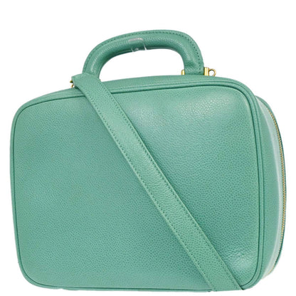 Chanel Emerald Green Caviar Skin Timeless Lunch Box Vanity 24 2way Shoulder Handbag