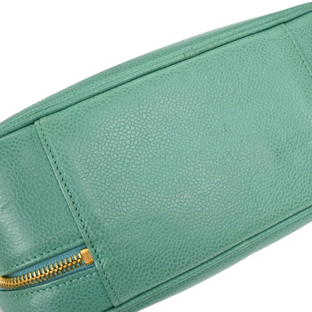 Chanel Emerald Green Caviar Skin Timeless Lunch Box Vanity 24 2way Shoulder Handbag