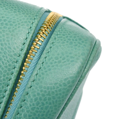 Chanel Emerald Green Caviar Skin Timeless Lunch Box Vanity 24 2way Shoulder Handbag