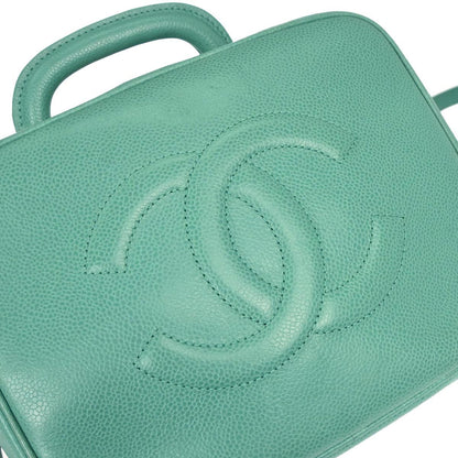 Chanel Emerald Green Caviar Skin Timeless Lunch Box Vanity 24 2way Shoulder Handbag