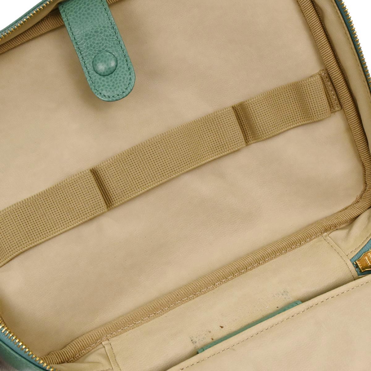 Chanel Emerald Green Caviar Skin Timeless Lunch Box Vanity 24 2way Shoulder Handbag