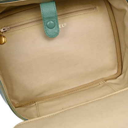 Chanel Emerald Green Caviar Skin Timeless Lunch Box Vanity 24 2way Shoulder Handbag