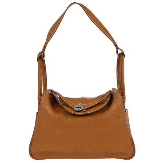 Hermes Gold Taurillon Clemence Lindy 30 Shoulder Bag