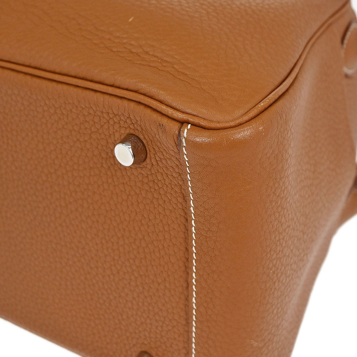 Hermes Gold Taurillon Clemence Lindy 30 Shoulder Bag