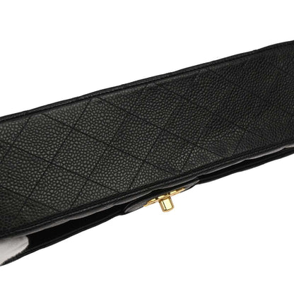 Chanel Black Caviar Skin Medium Classic Double Flap Shoulder Bag