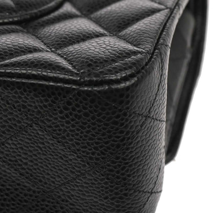 Chanel Black Caviar Skin Medium Classic Double Flap Shoulder Bag