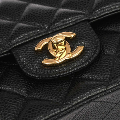 Chanel Black Caviar Skin Medium Classic Double Flap Shoulder Bag