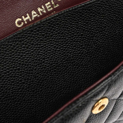 Chanel Black Caviar Skin Medium Classic Double Flap Shoulder Bag