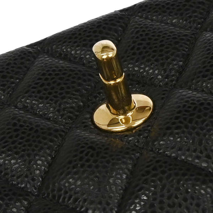 Chanel Black Caviar Skin Medium Classic Double Flap Shoulder Bag