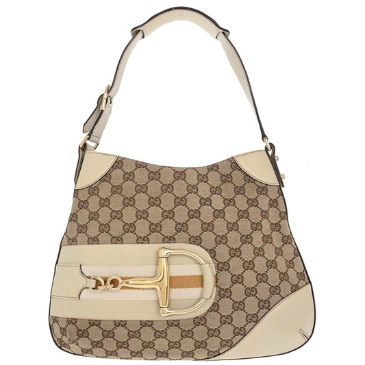 Gucci Beige GG Horsebit Hobo Handbag