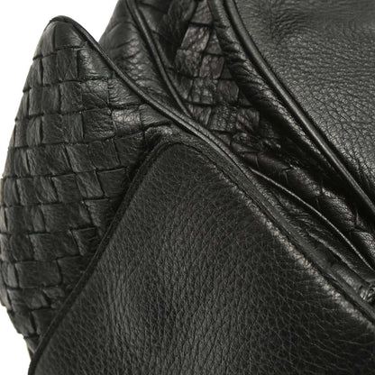Bottega Veneta Black Leather Intrecciato Handbag
