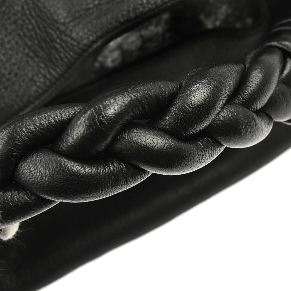 Bottega Veneta Black Leather Intrecciato Handbag