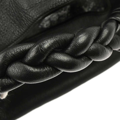 Bottega Veneta Black Leather Intrecciato Handbag