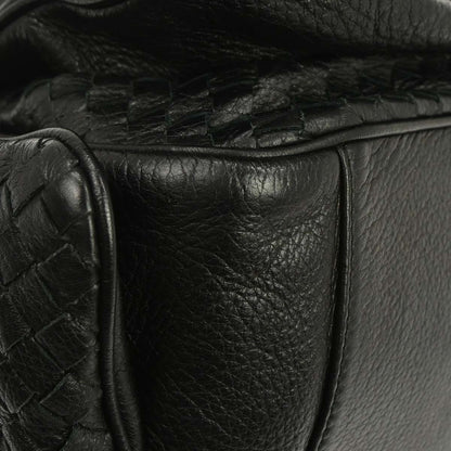 Bottega Veneta Black Leather Intrecciato Handbag
