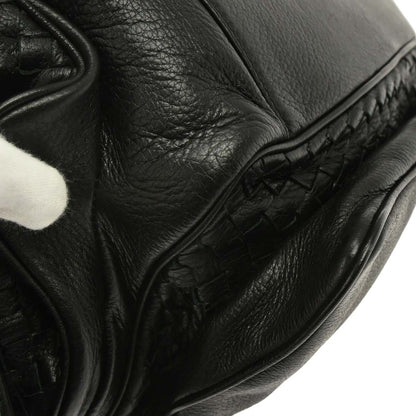 Bottega Veneta Black Leather Intrecciato Handbag