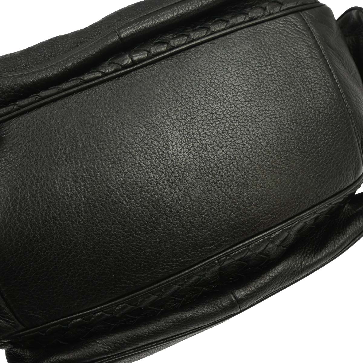 Bottega Veneta Black Leather Intrecciato Handbag