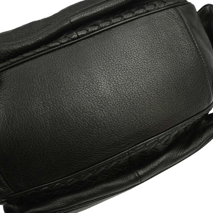 Bottega Veneta Black Leather Intrecciato Handbag