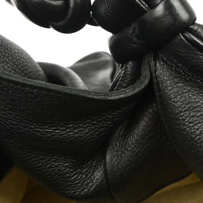 Bottega Veneta Black Leather Intrecciato Handbag