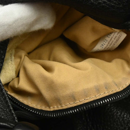 Bottega Veneta Black Leather Intrecciato Handbag