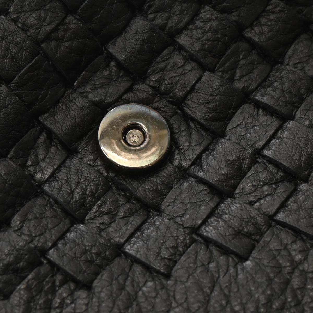 Bottega Veneta Black Leather Intrecciato Handbag