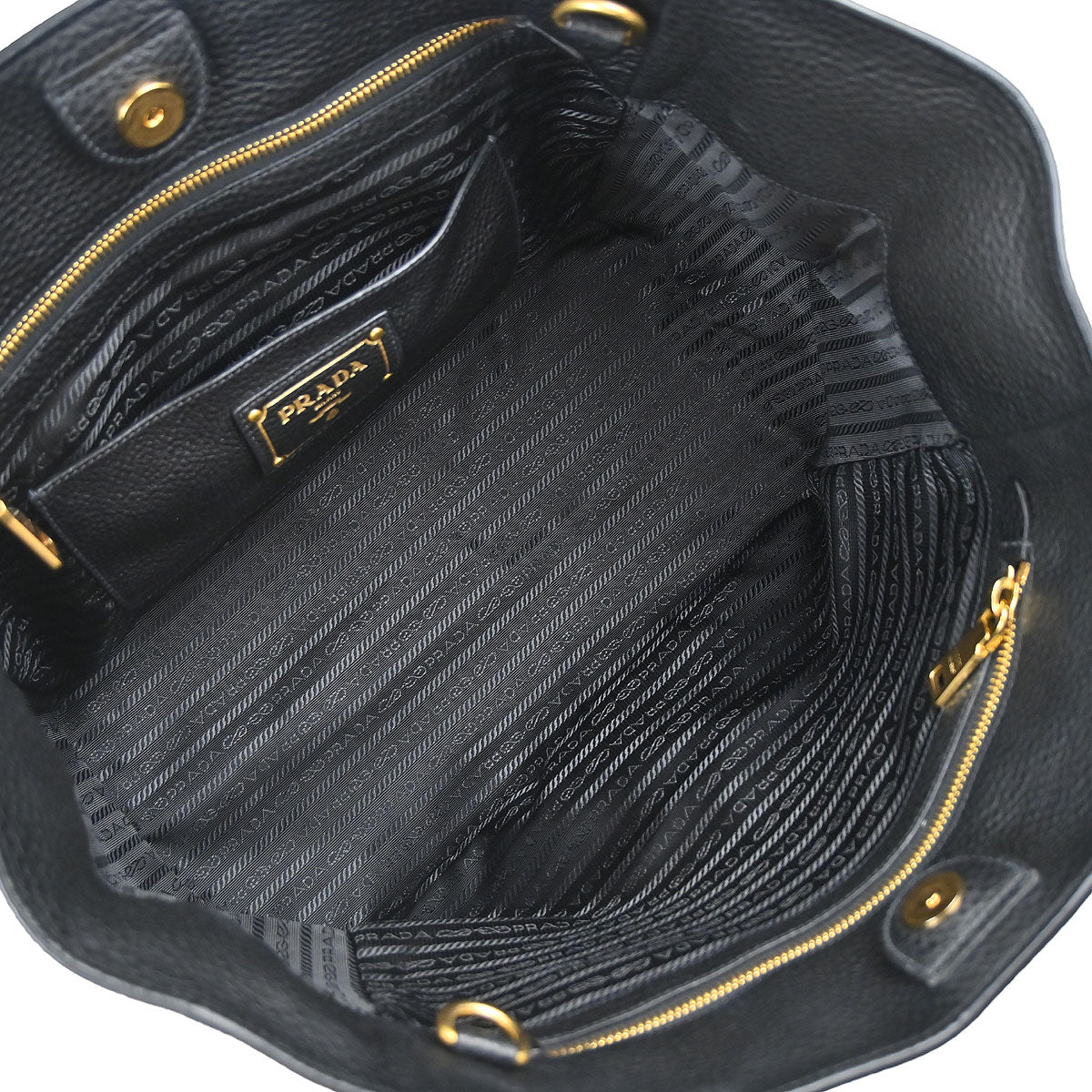 Prada Black Leather 2way Shoulder Tote Handbag