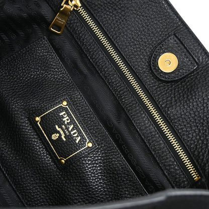 Prada Black Leather 2way Shoulder Tote Handbag