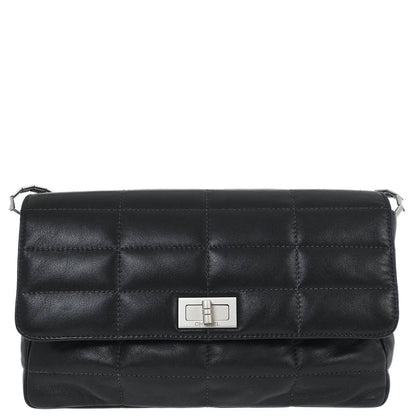 Chanel 1997-1999 Black Lambskin Coco Bar Mademoiselle Lock Shoulder Bag