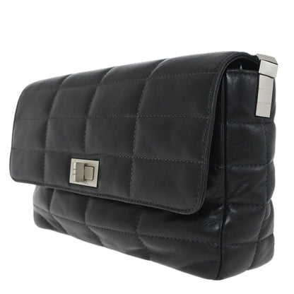 Chanel 1997-1999 Black Lambskin Coco Bar Mademoiselle Lock Shoulder Bag
