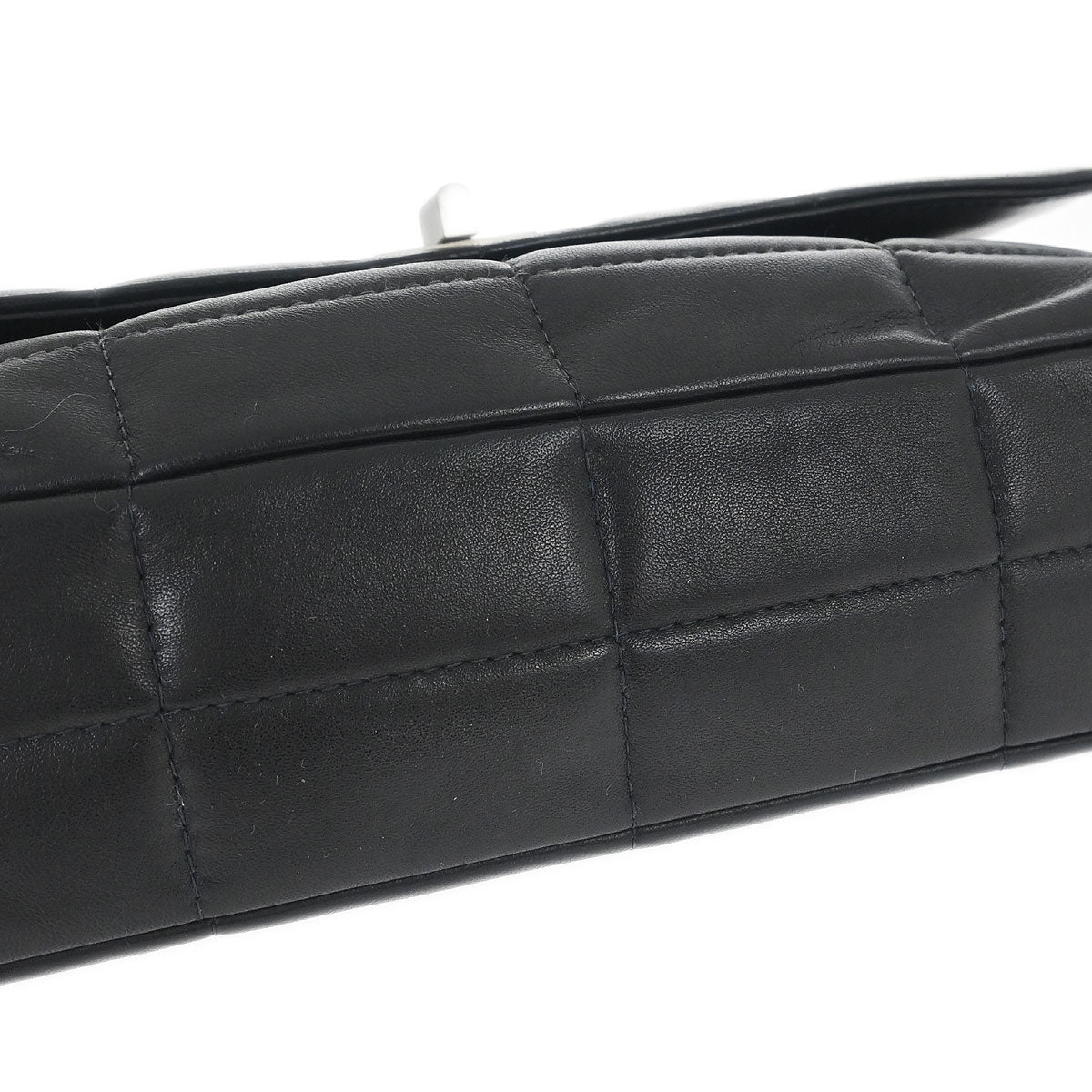 Chanel 1997-1999 Black Lambskin Coco Bar Mademoiselle Lock Shoulder Bag