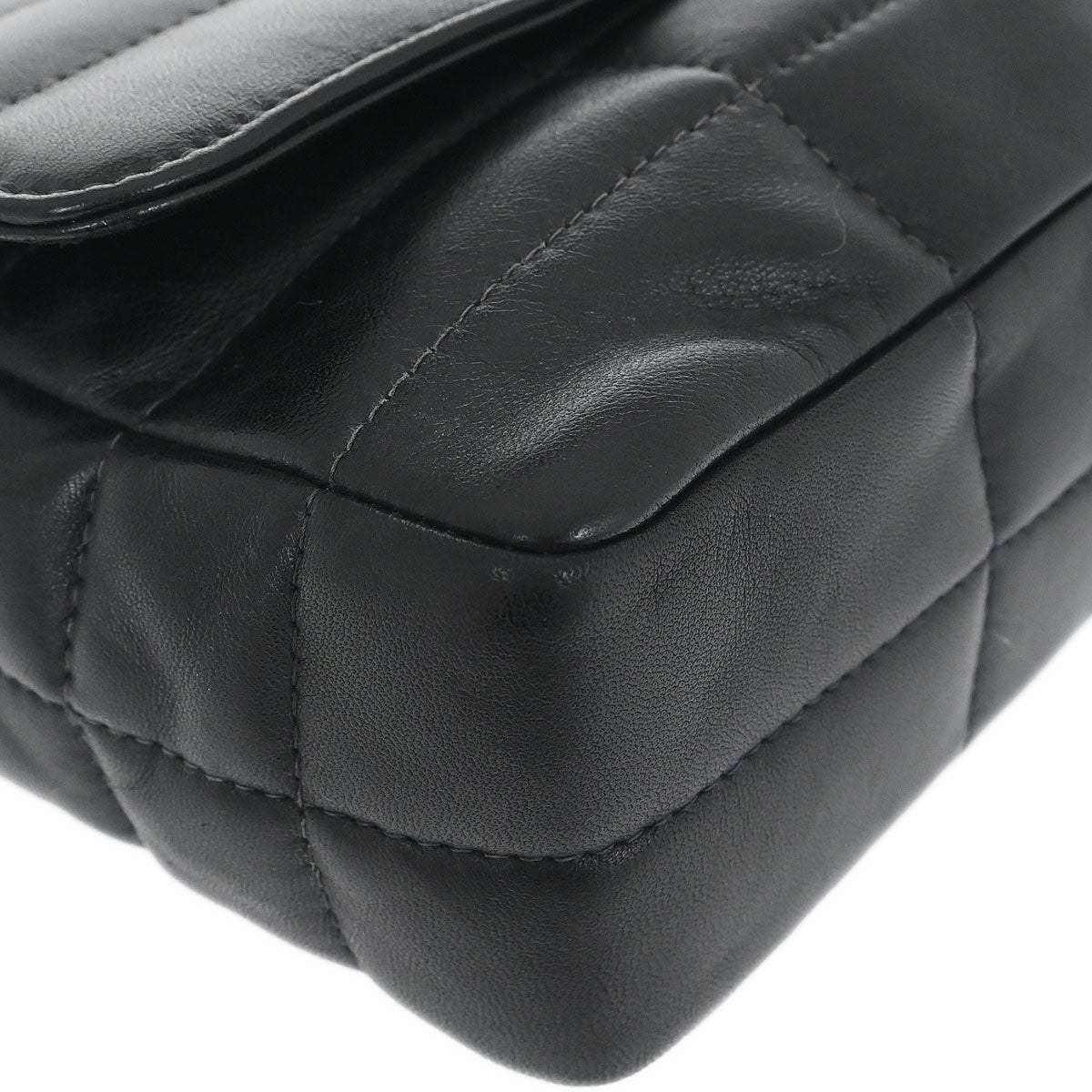 Chanel 1997-1999 Black Lambskin Coco Bar Mademoiselle Lock Shoulder Bag