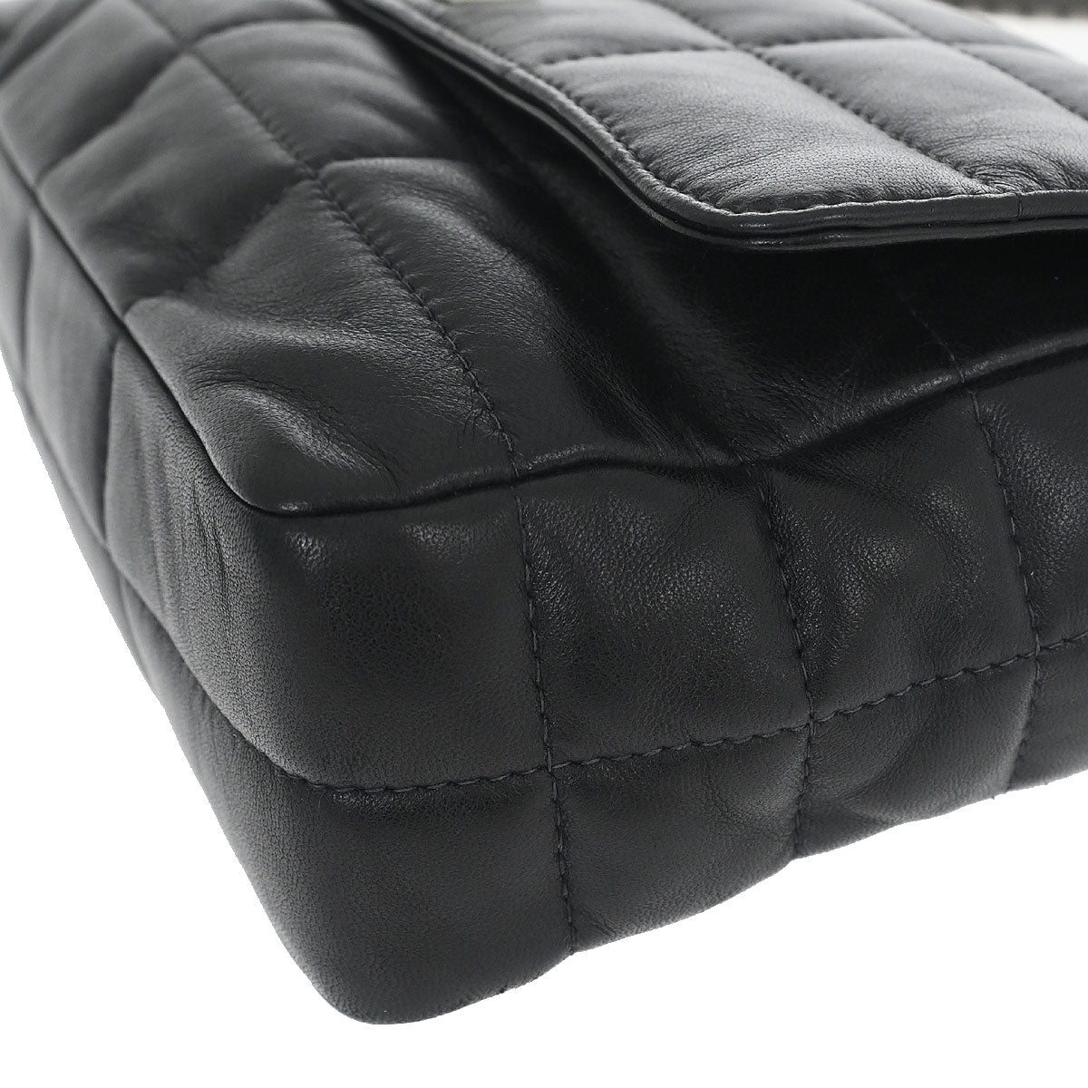 Chanel 1997-1999 Black Lambskin Coco Bar Mademoiselle Lock Shoulder Bag