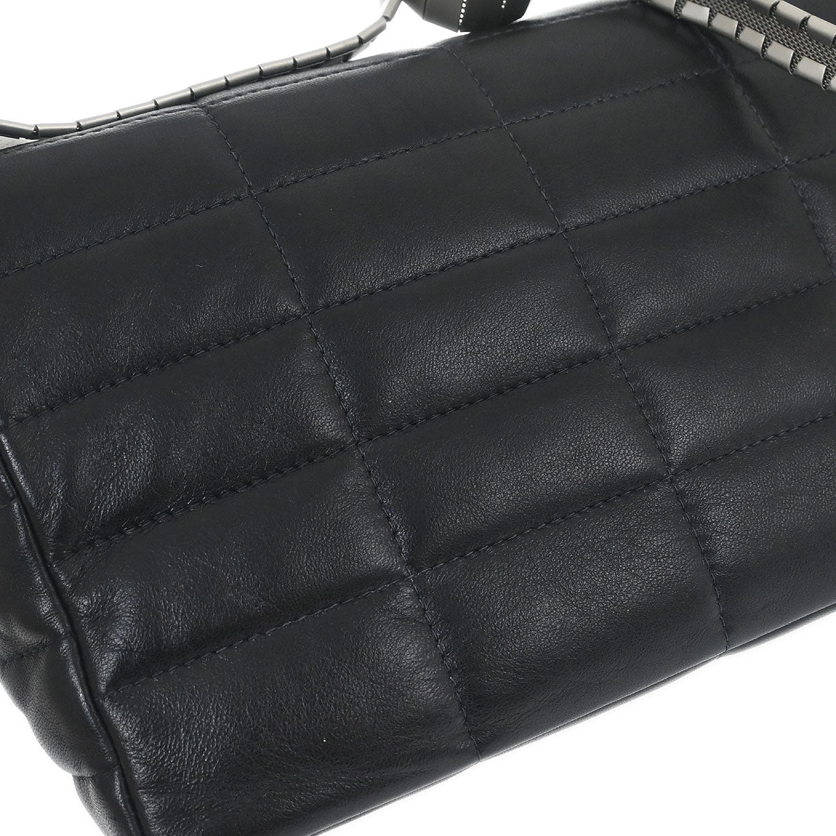 Chanel 1997-1999 Black Lambskin Coco Bar Mademoiselle Lock Shoulder Bag