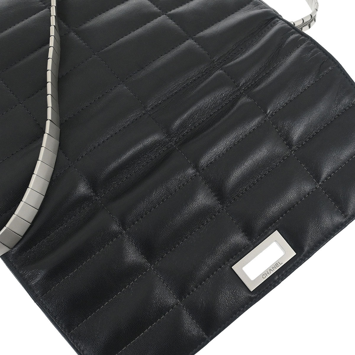 Chanel 1997-1999 Black Lambskin Coco Bar Mademoiselle Lock Shoulder Bag