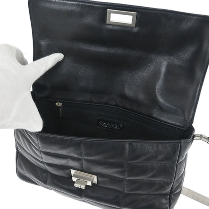 Chanel 1997-1999 Black Lambskin Coco Bar Mademoiselle Lock Shoulder Bag