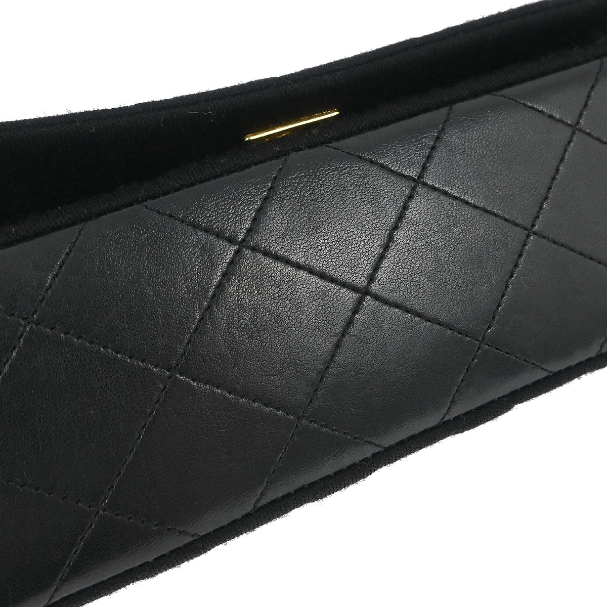 Chanel 1989-1991 Black Cotton Lambskin Turnlock Mini Full Flap Shoulder Bag