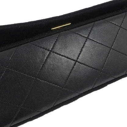 Chanel 1989-1991 Black Cotton Lambskin Turnlock Mini Full Flap Shoulder Bag
