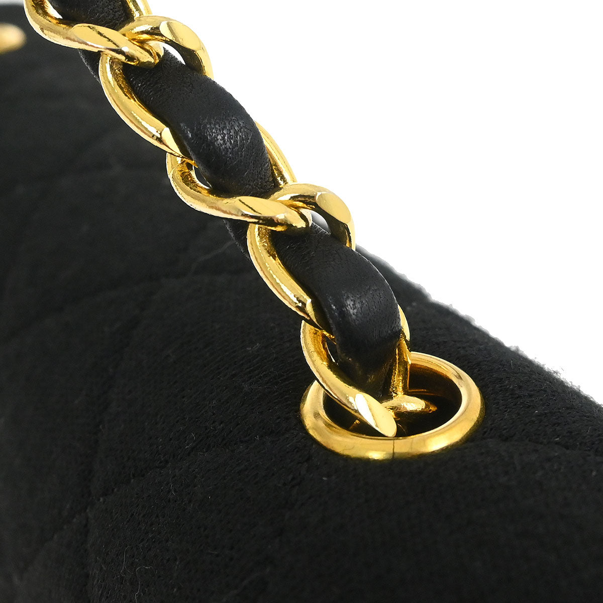 Chanel 1989-1991 Black Cotton Lambskin Turnlock Mini Full Flap Shoulder Bag