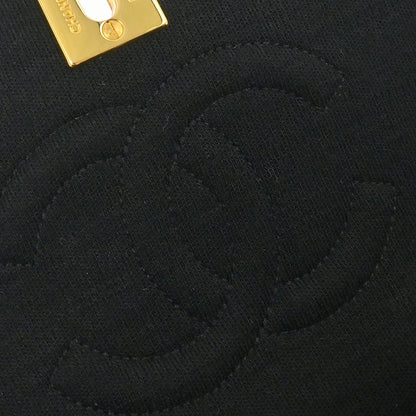 Chanel 1989-1991 Black Cotton Lambskin Turnlock Mini Full Flap Shoulder Bag