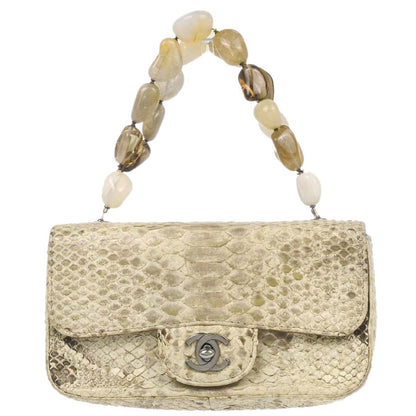 Chanel * Beige Python Stone Handbag