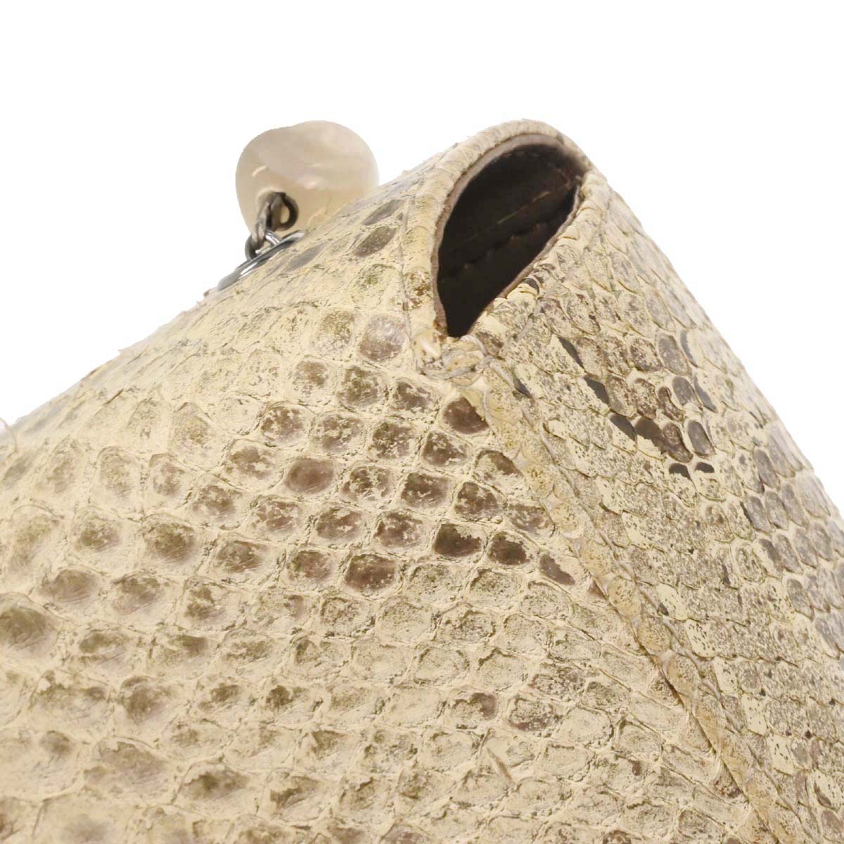 Chanel * Beige Python Stone Handbag