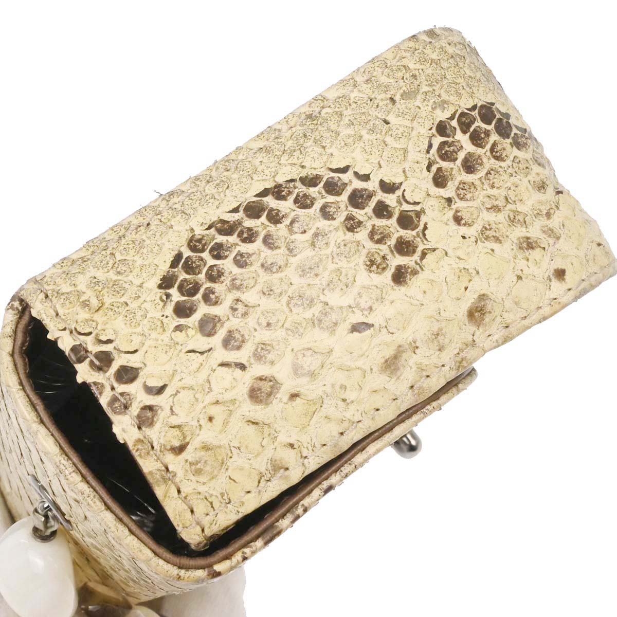 Chanel * Beige Python Stone Handbag