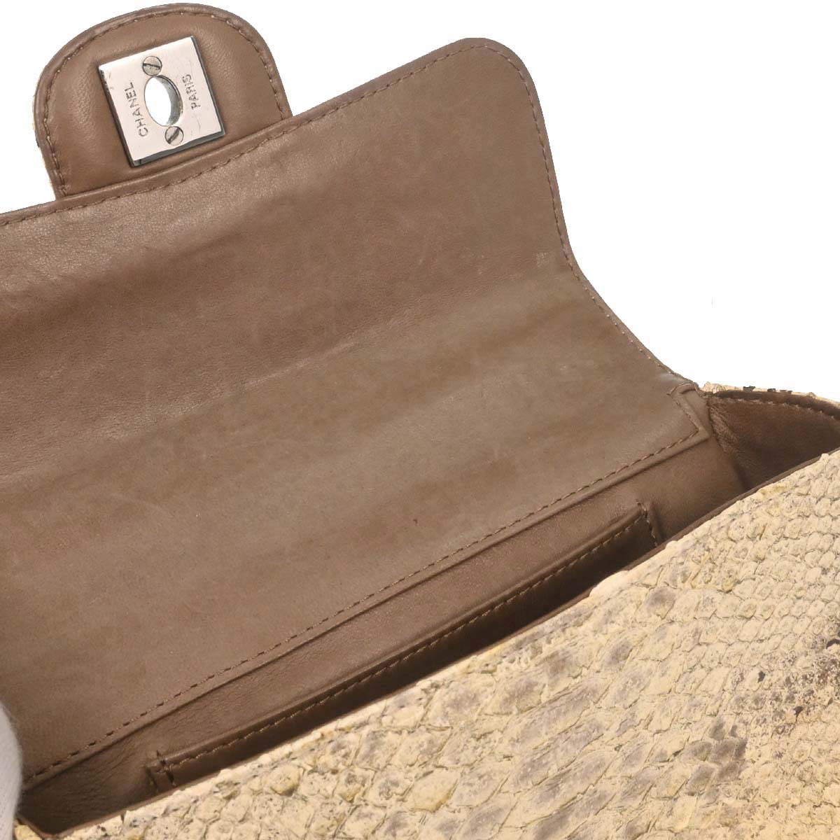 Chanel * Beige Python Stone Handbag