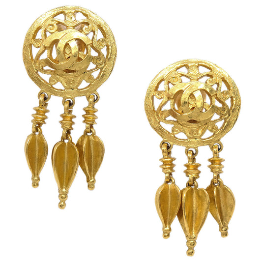 Chanel Dangle Clip-On Earrings Gold 95A