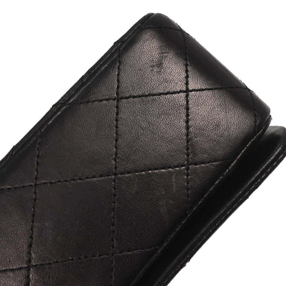 Chanel 1989-1991 Black Lambskin Turnlock Mini Full Flap Shoulder Bag
