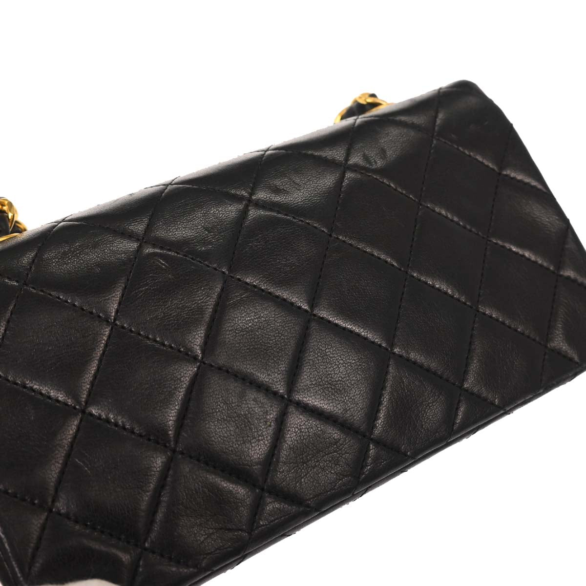 Chanel 1989-1991 Black Lambskin Turnlock Mini Full Flap Shoulder Bag
