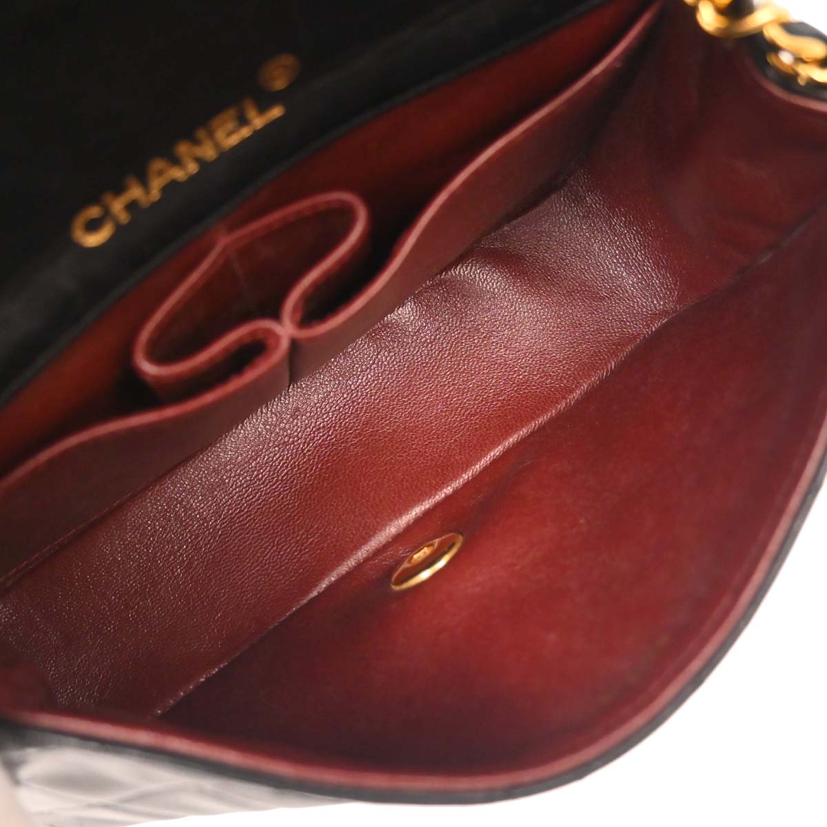 Chanel 1989-1991 Black Lambskin Turnlock Mini Full Flap Shoulder Bag